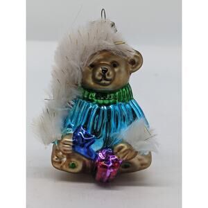 Ornament - Blown Glass Bear with Gifts